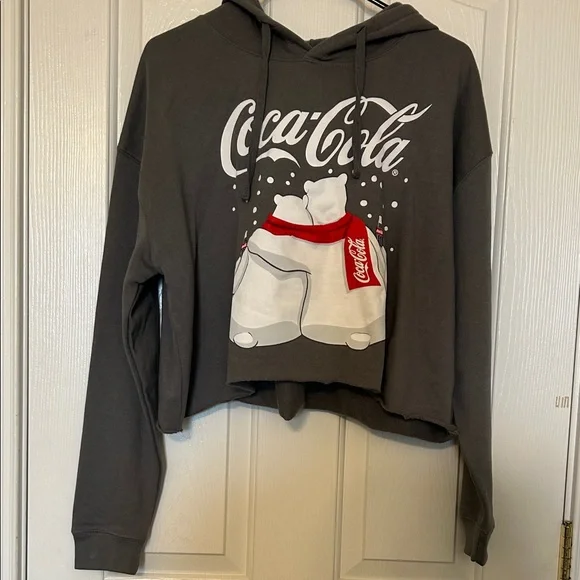 Hot Topic Coca‑Cola Polar Bears Cropped Hoodie – Women’s Large, EUC - Picture 9 of 16